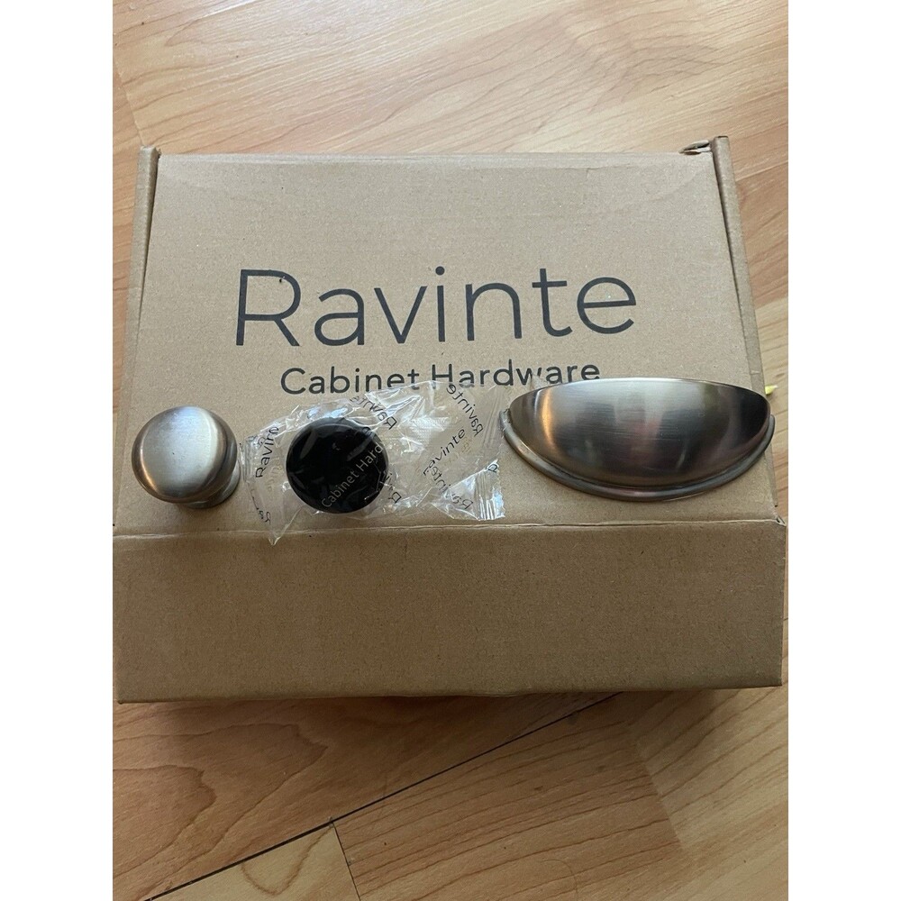Lot of Ravinte Cabinet Hardware In Satin Nickel 5 Cup Pulls 15 Knobs & 5 Black